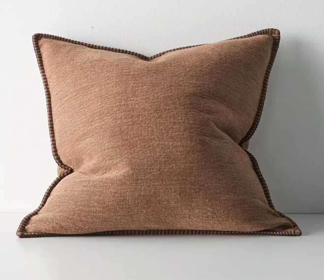 Weave Alba Rust Cushion with contrast blanket stitch